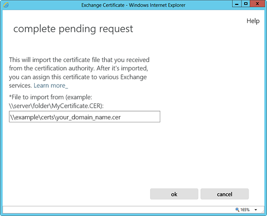 Exchange 2013 SSL-certifikatinstallation